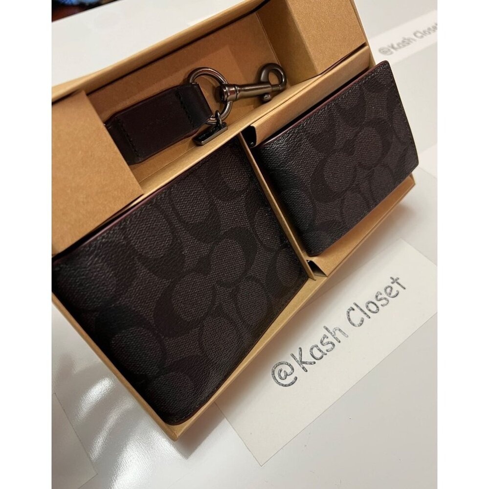 Coach Mens Wallet Set 3 In 1 Boxed Gift Set In Signature Canvas